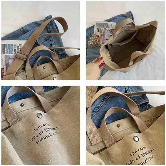 Women Large Canvas Tote Handbags Casual Shoulder Work Bag Crossbody Top - Picture 6 of 8